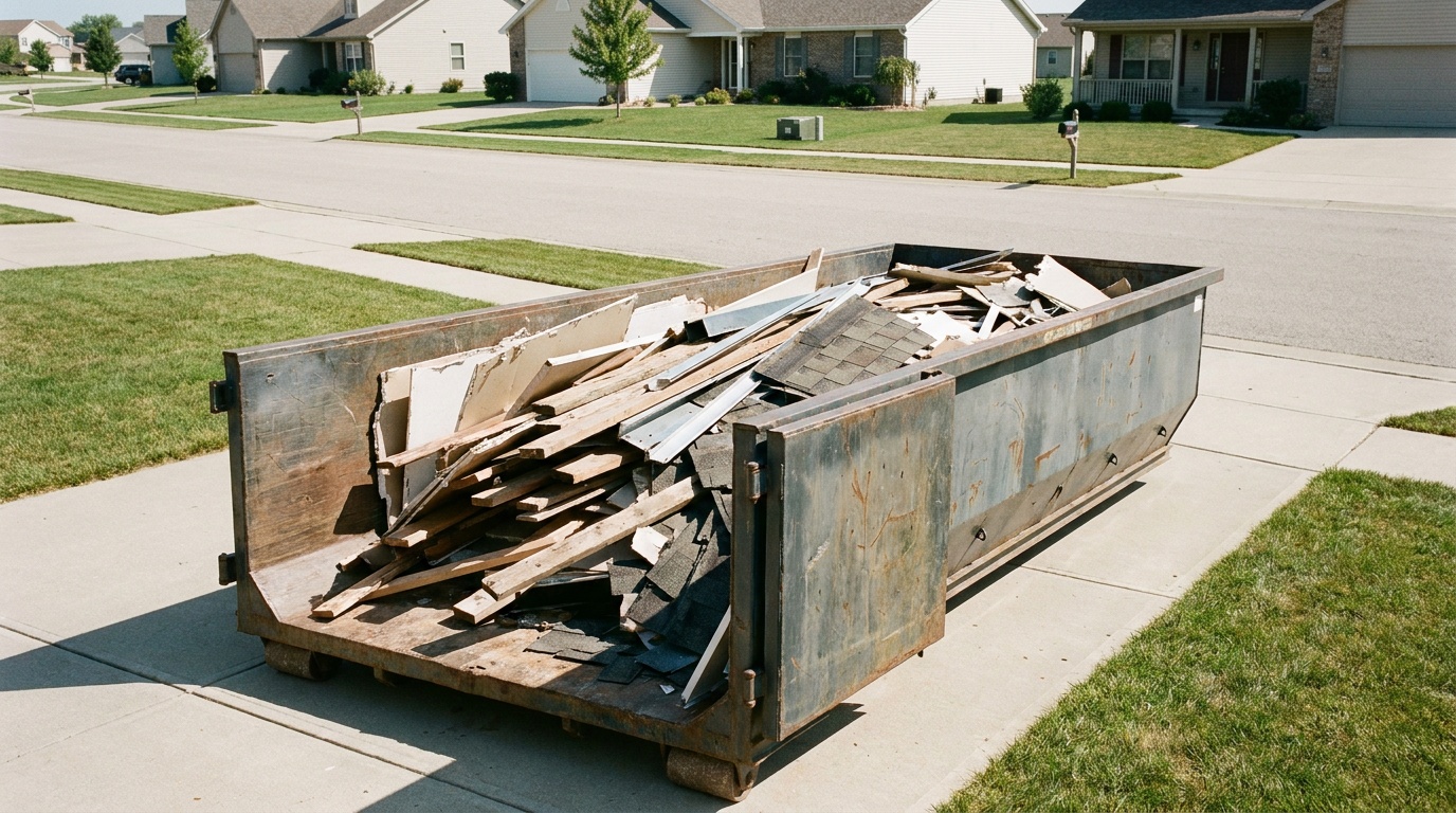 Loaded 20 yard dumpster in Bryan, TX